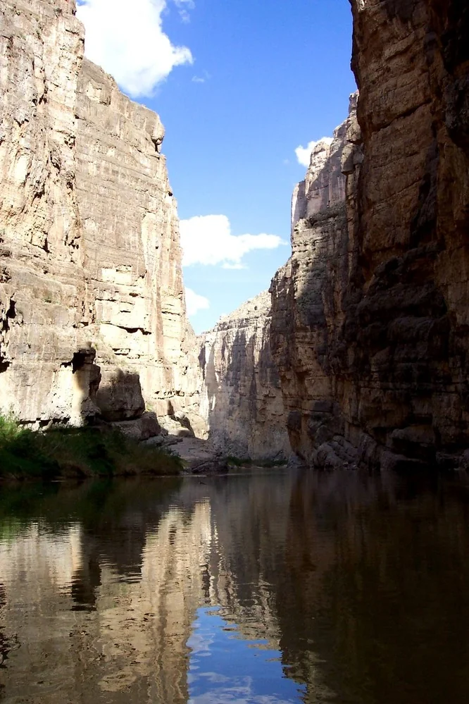 The Rio Grande between the tall cliffs of Santa Elena Canyon in Big Bend National Park