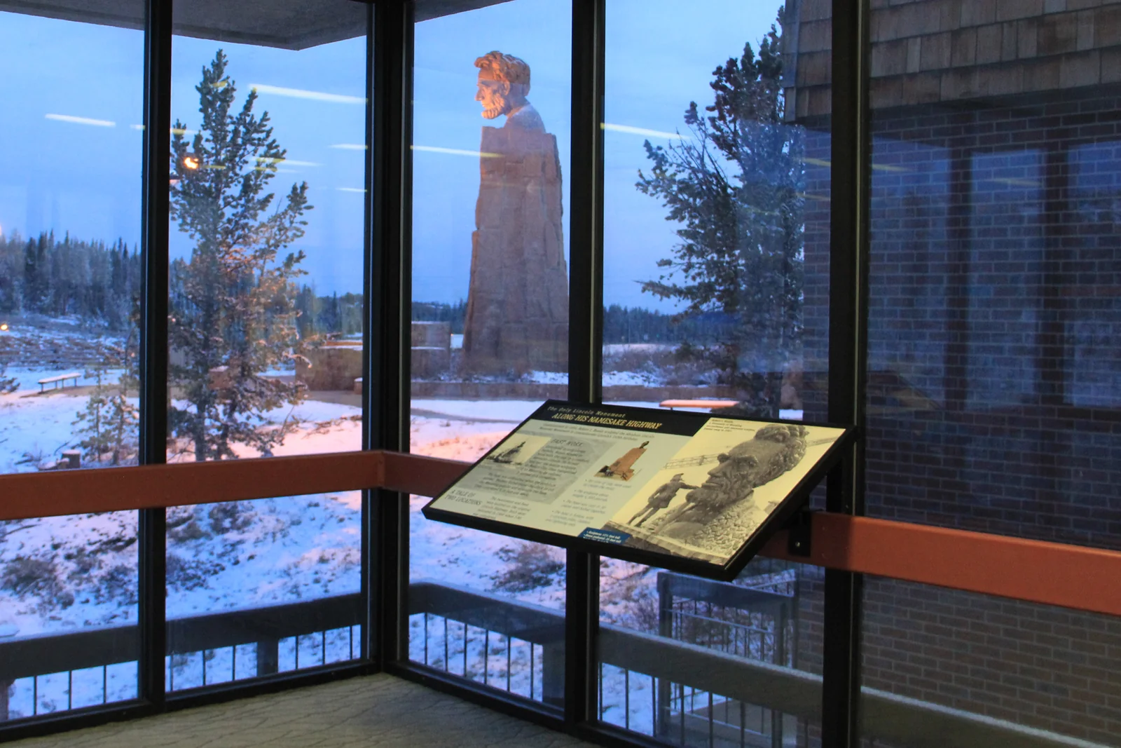 The Lincoln Monument bust at the Sherman Summit rest area on the Lincoln Highway in Wyoming